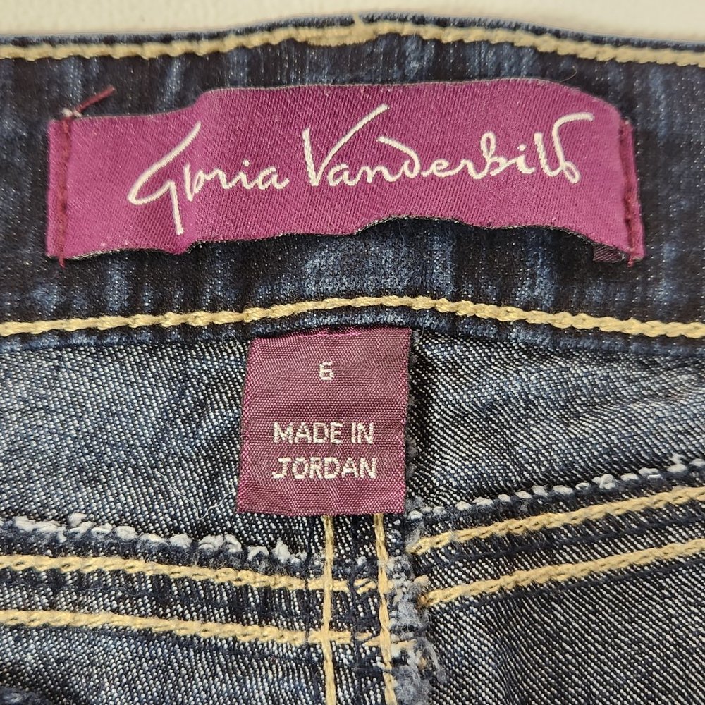 Gloria Vanderbilt Stretch Jeans Size 6 Blue Cropped Leg Embelished Pockets - Picture 8 of 13